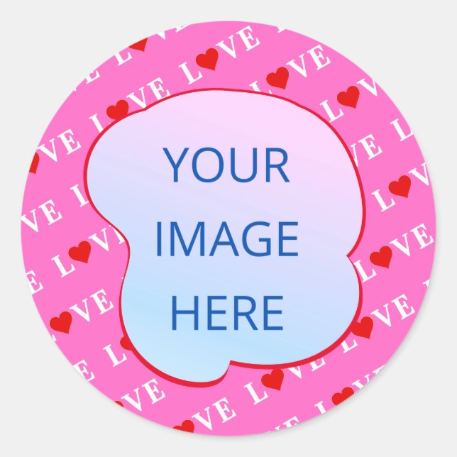 Sticker Rond Rose AMOUR Moderne Chic (Devant)