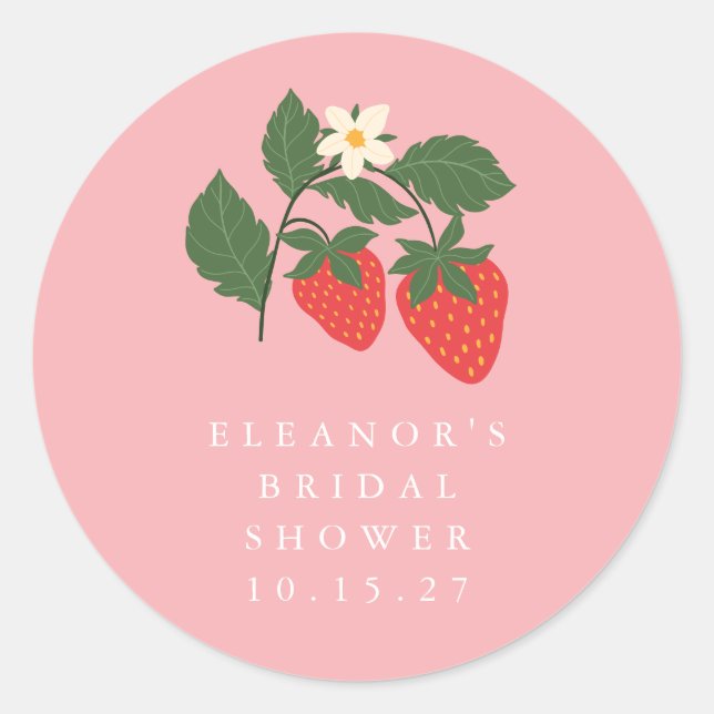 Sticker Rond Rose Ancienne Fraise Bohème Personnalisée pour Ent (Devant)