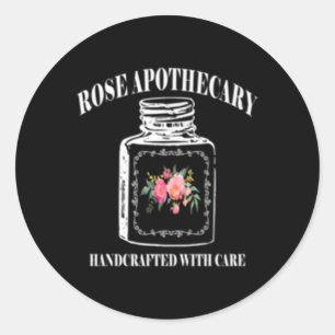Sticker Rond Rose-Apothécaire Fait À La Main Avec Soin