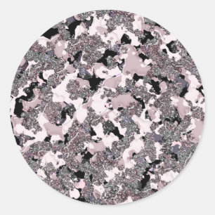 Sticker Rond Rose Argent & Noir Beauté Spill Glam Gloss Féminin