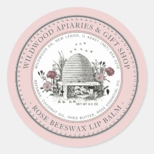Sticker Rond Rose Beeswax Lip Balm Vintage Skep dans Rose Garde