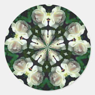 Sticker Rond Rose blanche Art Abstrait