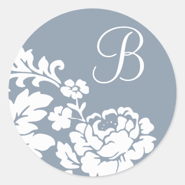 Sticker Rond Rose blanche Damask (Devant)