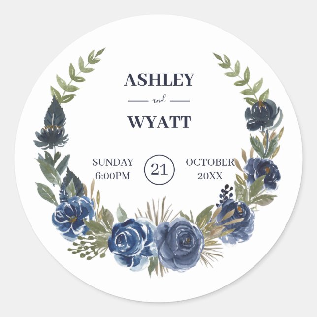 Sticker Rond Rose bleu (Devant)