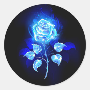 Sticker Rond Rose bleu brûlant