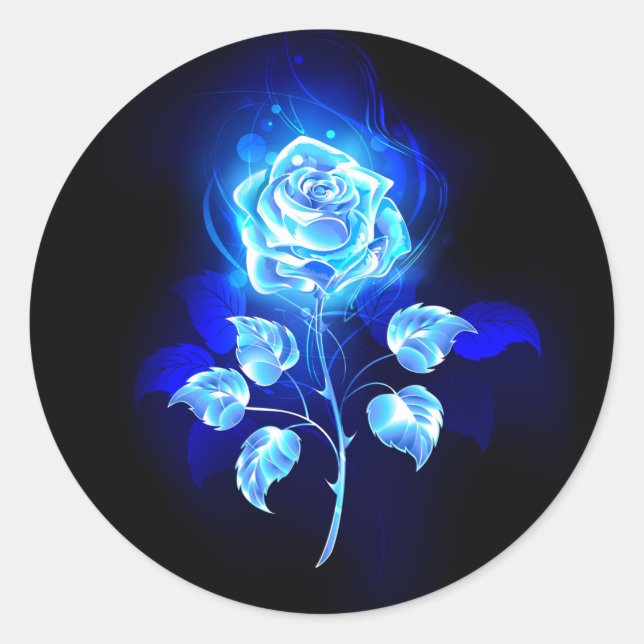 Sticker Rond Rose bleu brûlant (Devant)