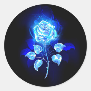 Sticker Rond Rose bleu brûlant