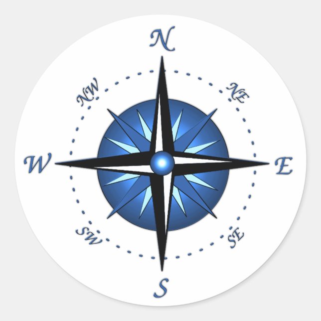 Sticker Rond Rose Bleu Compass (Devant)