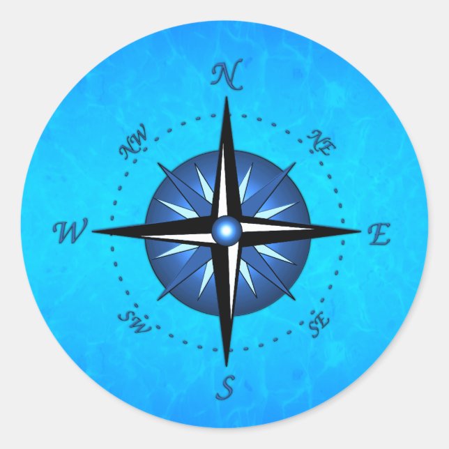 Sticker Rond Rose Bleu Compass (Devant)