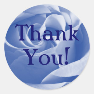Sticker Rond Rose bleu, Merci !