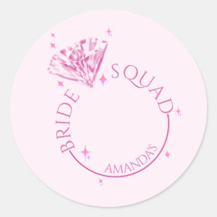 Sticker Rond Rose Bling Diamant Enterrement de Vie de Jeune Fil