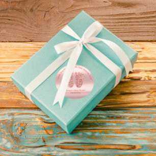 Sticker Rond Rose Blus Parties scintillant Pieds Baby shower Fa