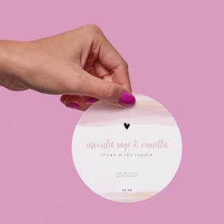 Sticker Rond Rose Blush Et Parties scintillant Or