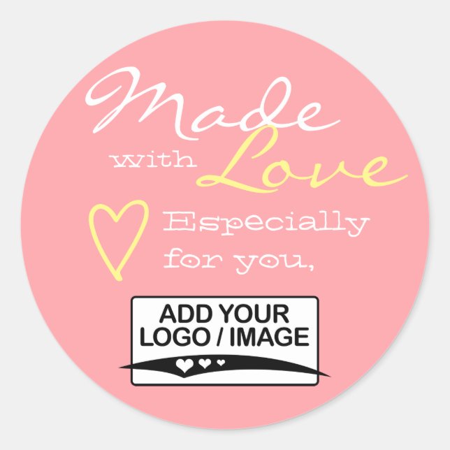 Sticker Rond Rose Blush simple Fabriqué avec Love Logo Modèle (Devant)