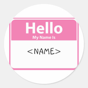 Sticker Rond Rose Bonjour Mon nom est,<NAME>