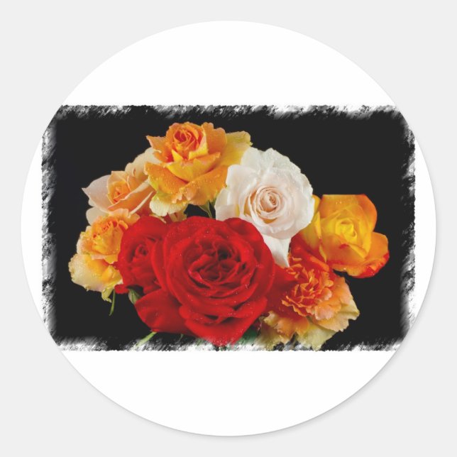 Sticker Rond Rose Bouquet (Devant)