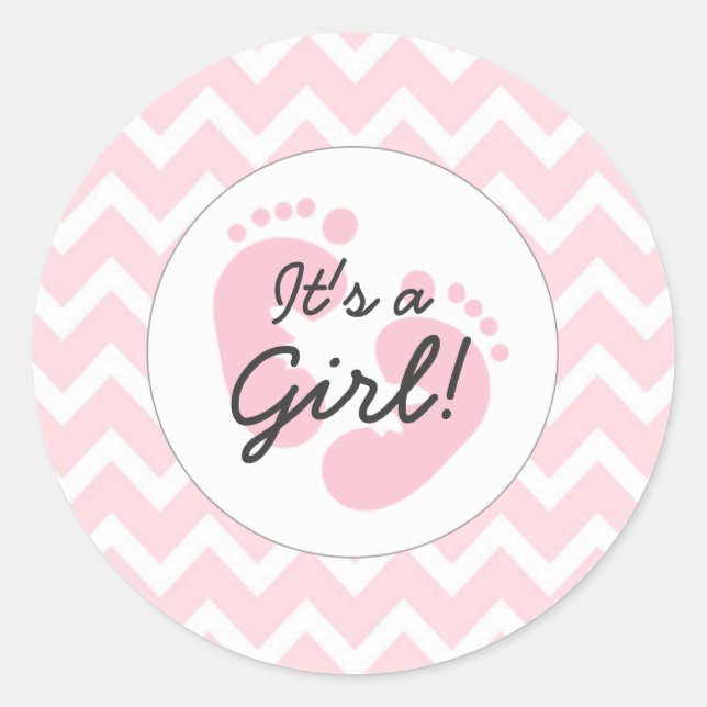 Sticker Rond rose c'est une fille baby shower enveloppe scellés (Devant)