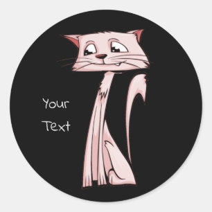 Sticker rond rose chat classique