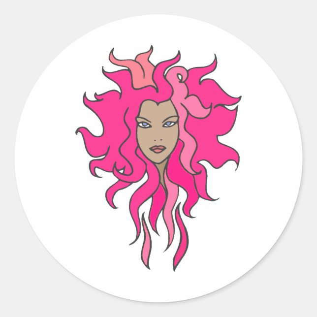 Sticker Rond Rose chaud (Devant)