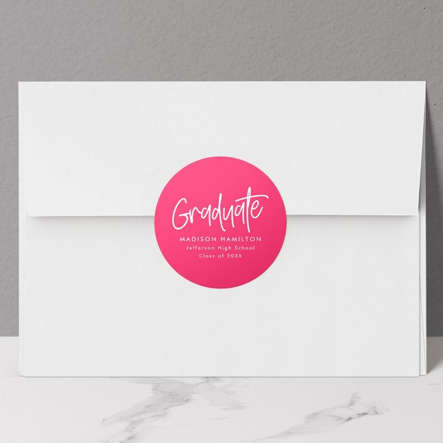 Sticker Rond Rose Chaud | Diplômé Préparatoire (Créateur téléchargé)