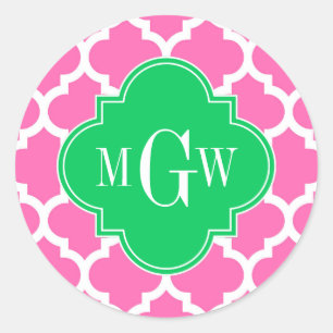 Sticker Rond Rose Chaud Wt Marocain #5 Émeraude 3 Monogramme In
