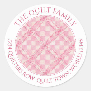 Sticker Rond ROSE CHECK QUILT Gros scellés d'adresse ronde