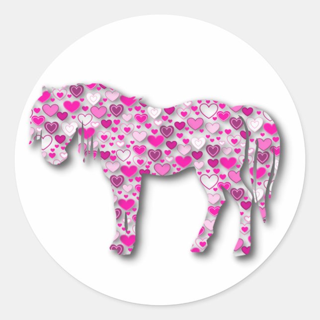 Sticker Rond Rose - Cheval de Coeur (Devant)