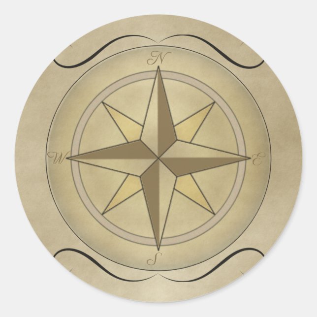 Sticker Rond Rose Compass en or (Devant)