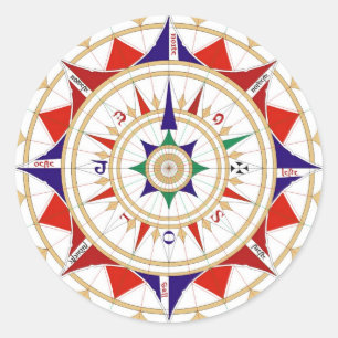 Sticker Rond Rose Compass Rose par Jorge de Aguiar en 1492
