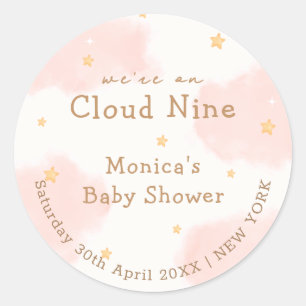 Sticker Rond Rose Cute Nuage Neuf Fille Douche bébé