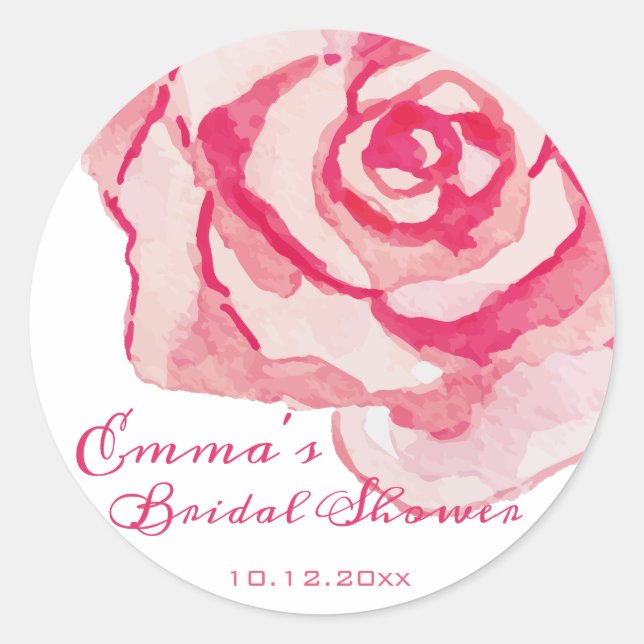 Sticker Rond Rose d'aquarelle rose | Fête des mariées personnal (Devant)