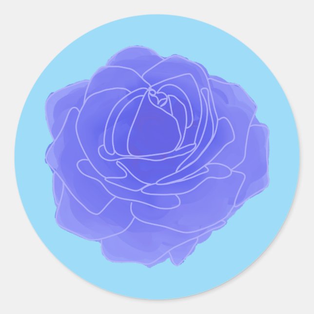 Sticker Rond Rose d'art pop bleu (Devant)