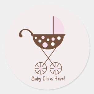 Sticker Rond Rose d'autocollant de mod de landau de bébé