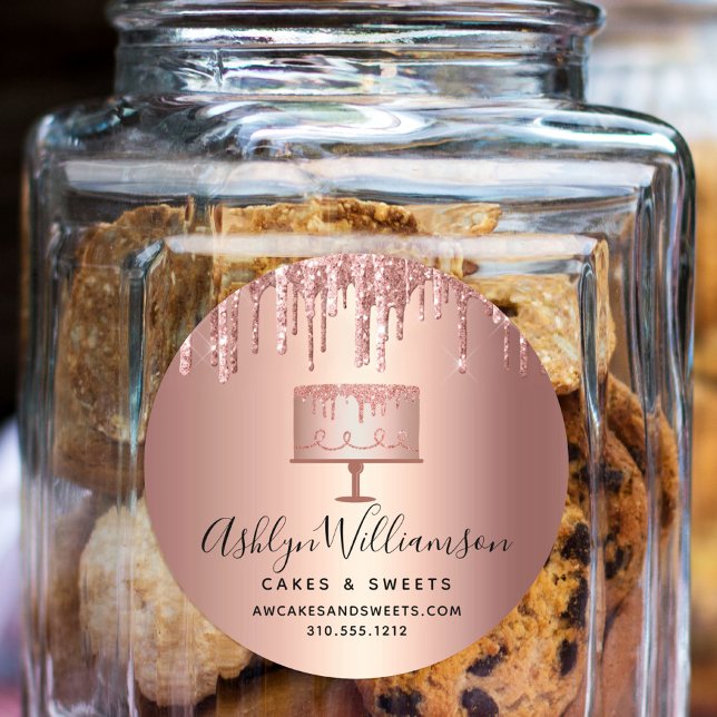 Sticker Rond Rose de boulangerie or Parties scintillant de cuiv (Créateur téléchargé)