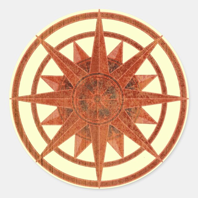 Sticker Rond Rose de boussole (Devant)