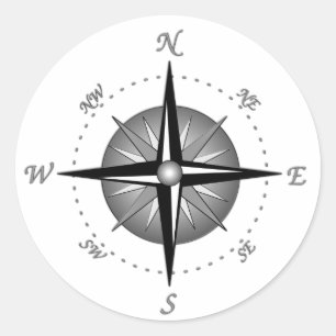 Sticker Rond Rose de boussole gris