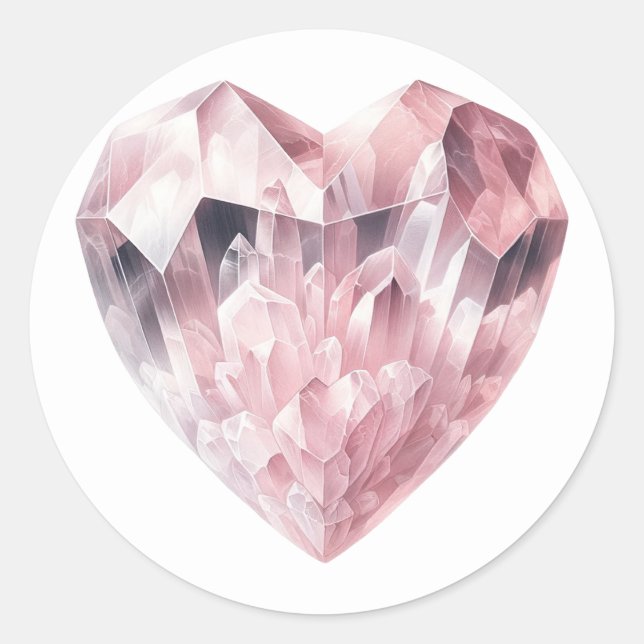 Sticker Rond Rose de coeur rose Quartz Love Crystal Party (Devant)
