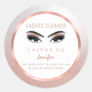 Sticker Rond Rose de feuille d'or maquillage yeux lashes nettoy