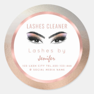 Sticker Rond Rose de feuille d'or maquillage yeux lashes nettoy