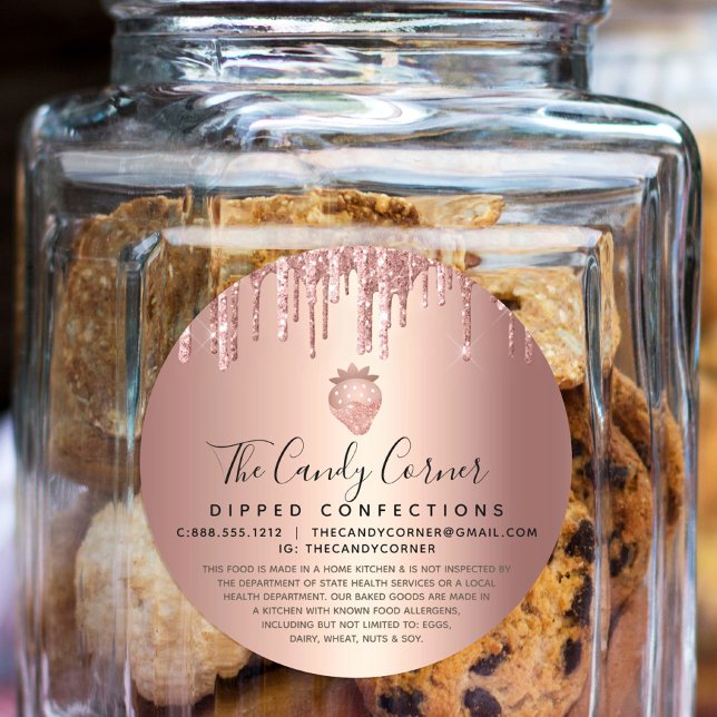 Sticker Rond Rose de fraise Gold Déchets de cuivre Confection l (Créateur téléchargé)