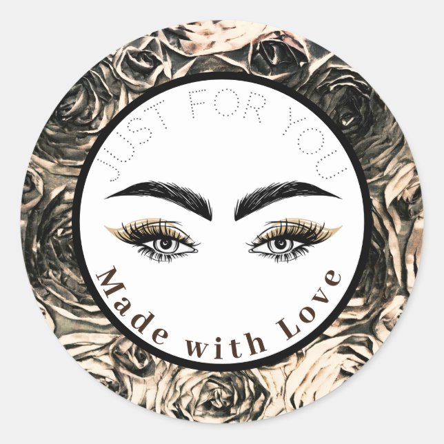 Sticker Rond Rose de glam glam lashes or Yeux de maquillage (Devant)