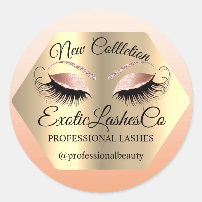Sticker Rond Rose de maquillage d'emballage Lash Artist Gold Ey (Devant)