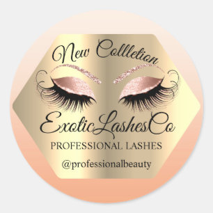 Sticker Rond Rose de maquillage d'emballage Lash Artist Gold Ey