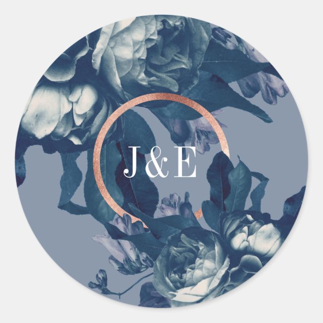 Sticker Rond Rose de marine Gold Antique Bouquet Mariage (Devant)