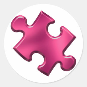 Sticker Rond Rose de morceau de puzzle d'autisme