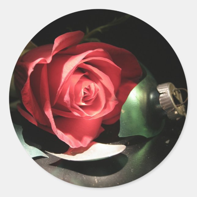 Sticker Rond Rose de Noël Personnalisable Phoques de cartes de  (Devant)