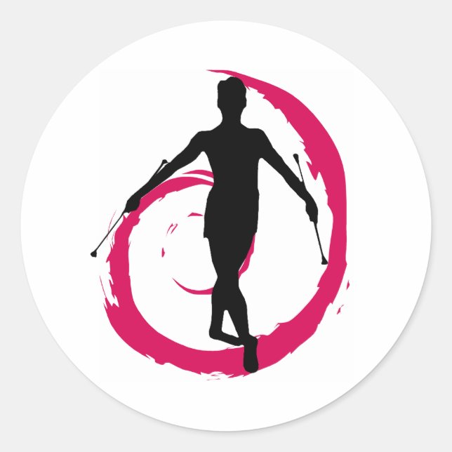 STICKER ROND ROSE DE TWIRLER/NOIR (Devant)