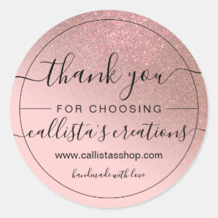 Sticker Rond Rose diagonal Or Blush rose Ombre Merci