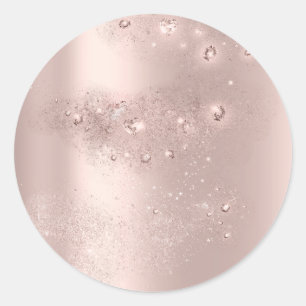 Sticker Rond Rose d'Or Étincelle  Merci Douce Fête de Mariage