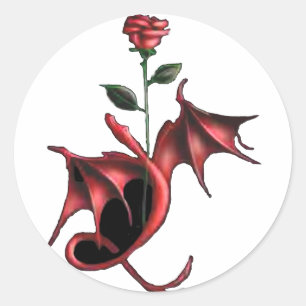 Sticker Rond Rose Dragon